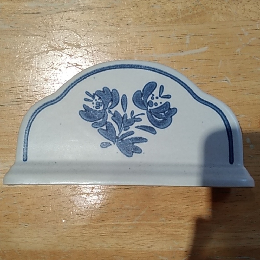 HTF ~ PFALTZGRAFF NAPKIN HOLDER BLUE DESIGN POTTERY YORKTOWNE
